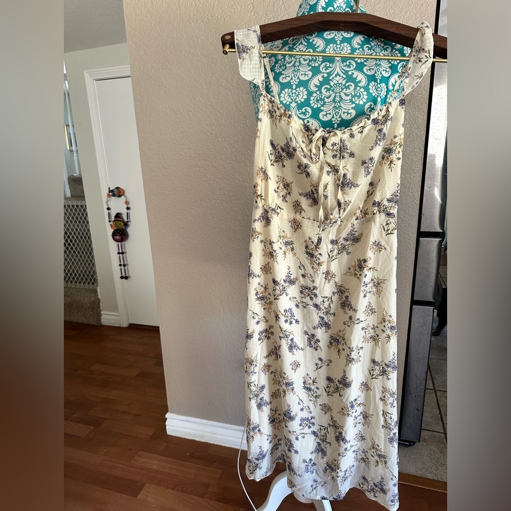 Small floral midi Y2K like dress. Fairycore Cottagecore. Milkmaid, dainty floral